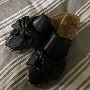 Black Leather Sam Edelman Mules